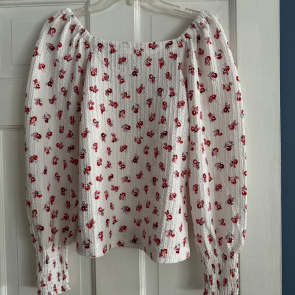 Loft Floral Puff Sleeve Square Neck Top NWOT - Picture 5 of 5